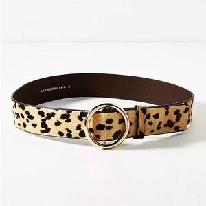 NWT Anthropologie Adjustable Ring Belt Leopard Calf‑Hair Size M
